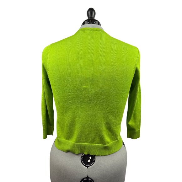 Women’s Premise Studio Size XL Lime Green Cardigan with Gold Closures - Picture 3 of 7
